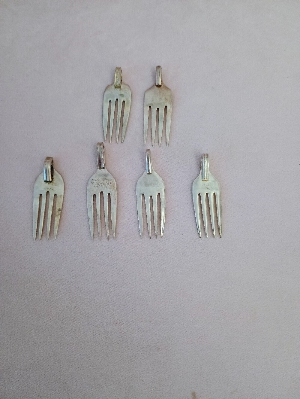 Set of 7 Vintage Cheese/Tasting Fork Markers - Silver Tone- Hand stamped - Picture 8 of 8